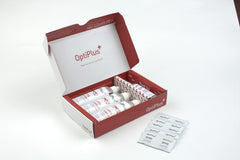 Ten moistened lens cleaning wipes included in OptiPlus kit