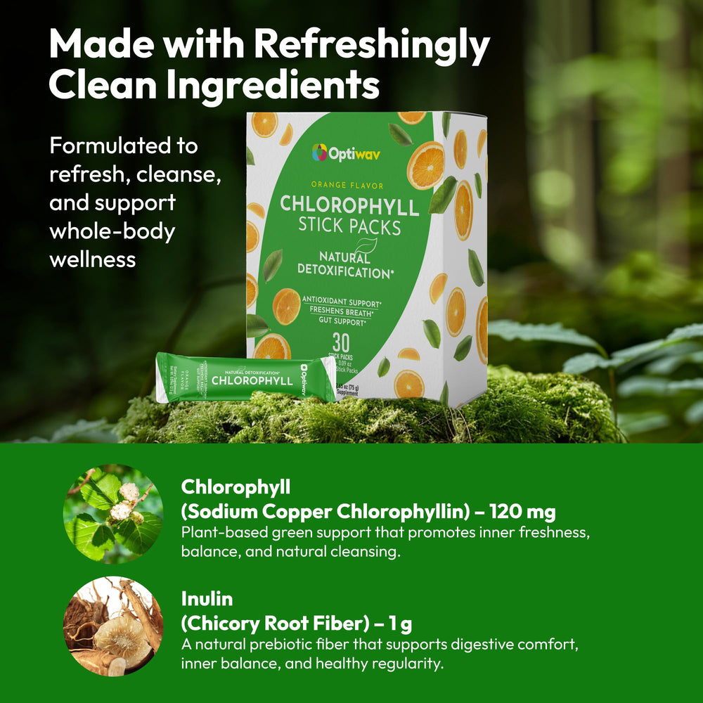 Detox and balance graphic with chlorophyll and inulin