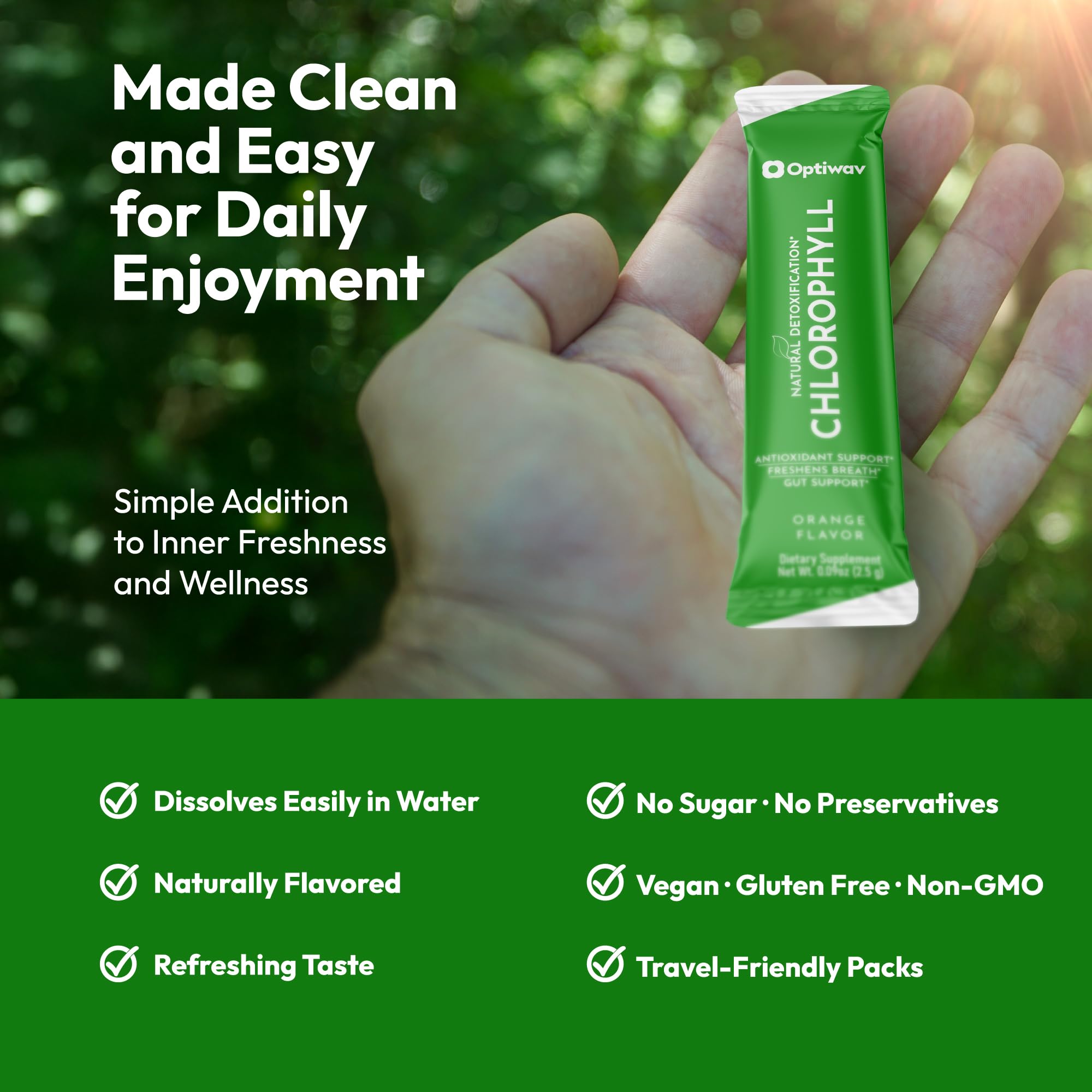 Chlorophyll stick dissolving in water for hydration