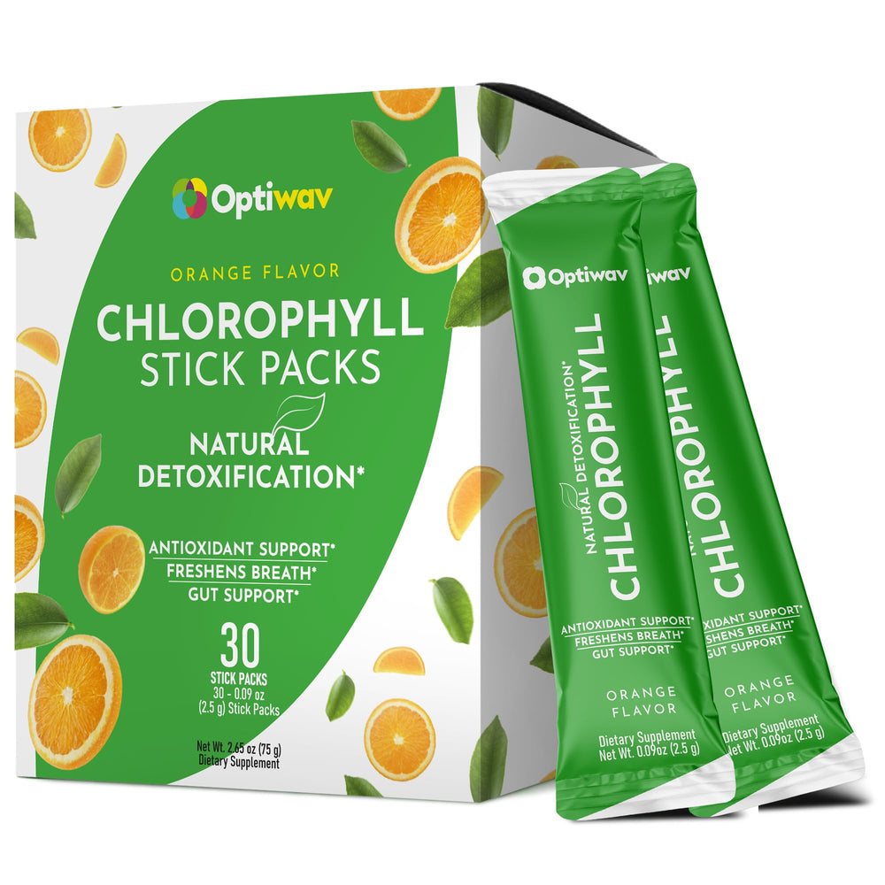 Optiwav Chlorophyll Stick Packs orange flavor front view