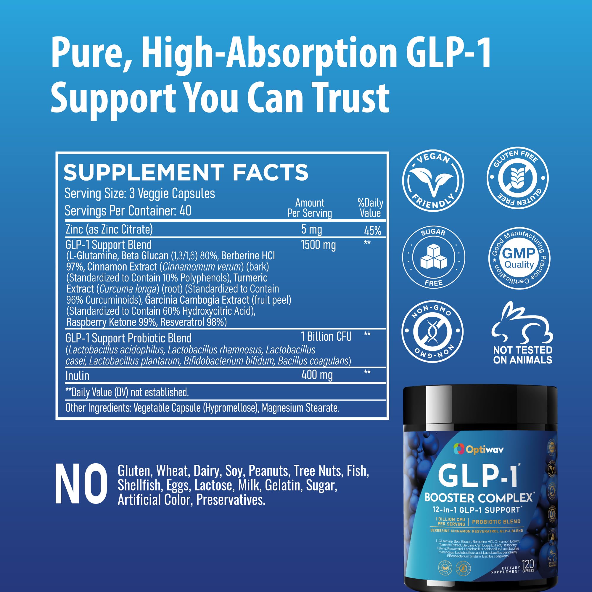 Supplement facts panel on bottle back