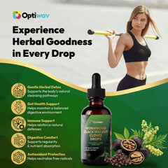 Optiwav Wormwood Black Walnut Cloves Drops bottle label close-up