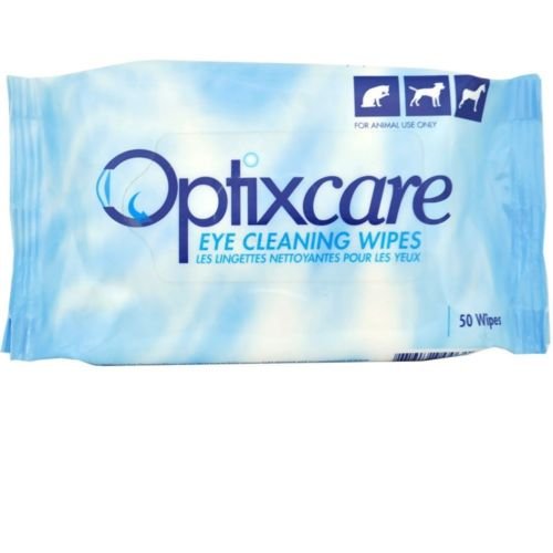 Optixcare Eye Cleaning Wipes 50ct Pack packaging and wipes