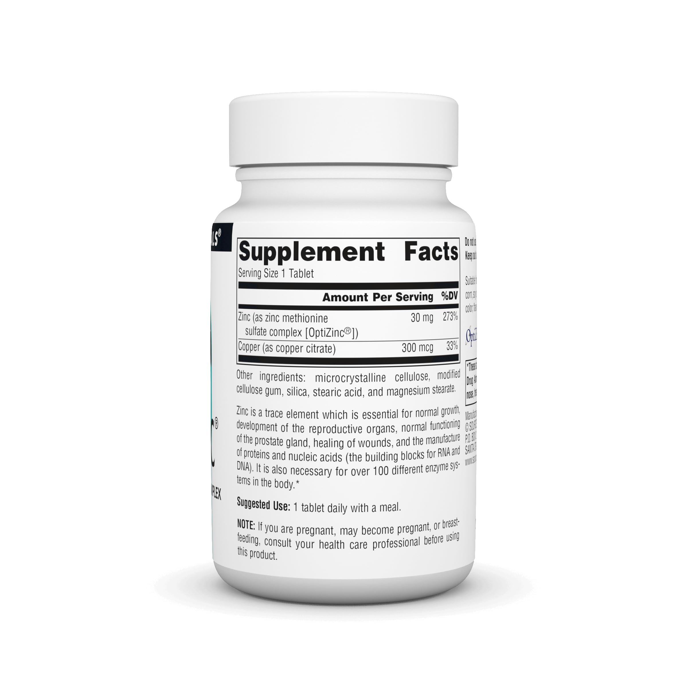 OptiZinc label showing zinc monomethionine complex