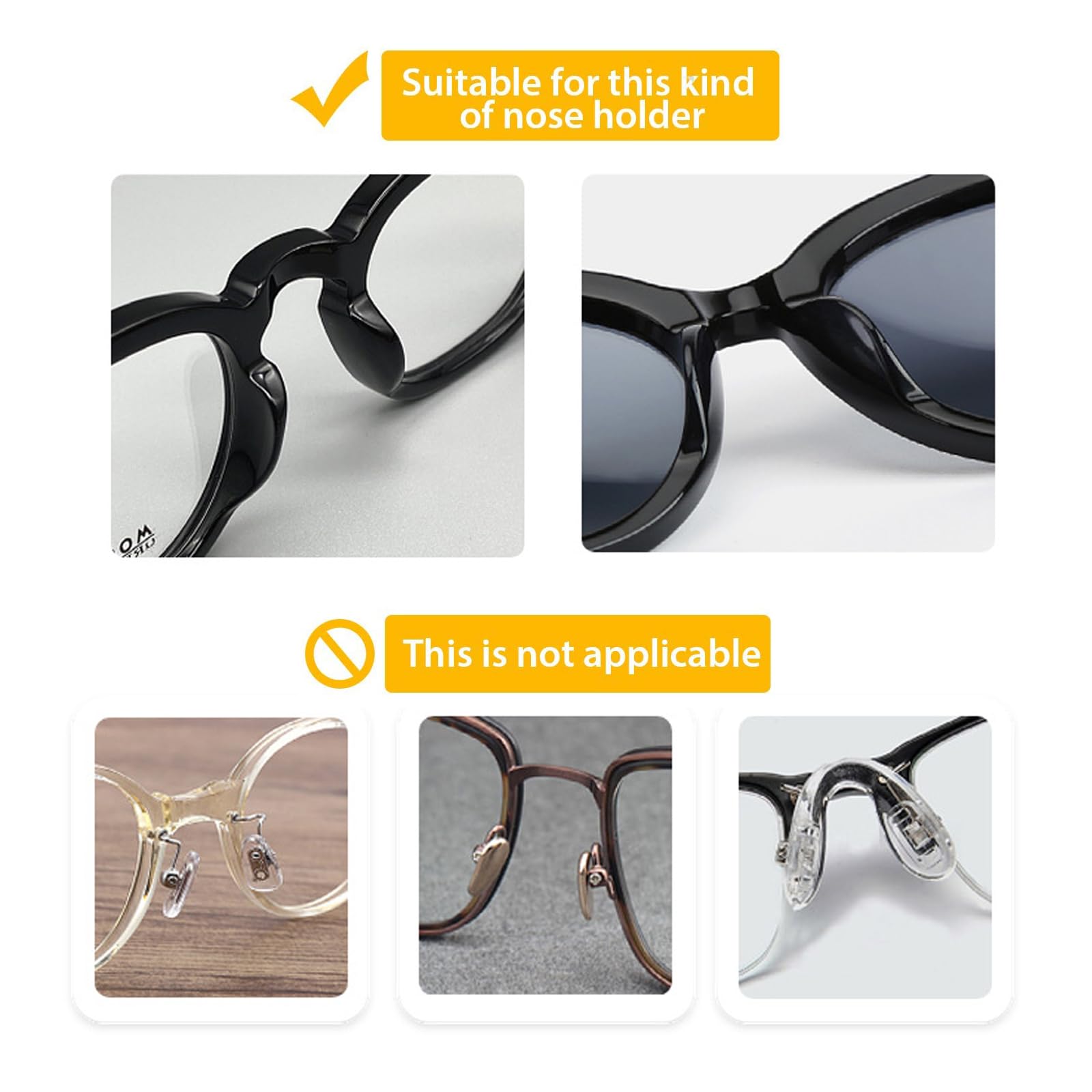 Nose pads attached to a plastic frame glasses