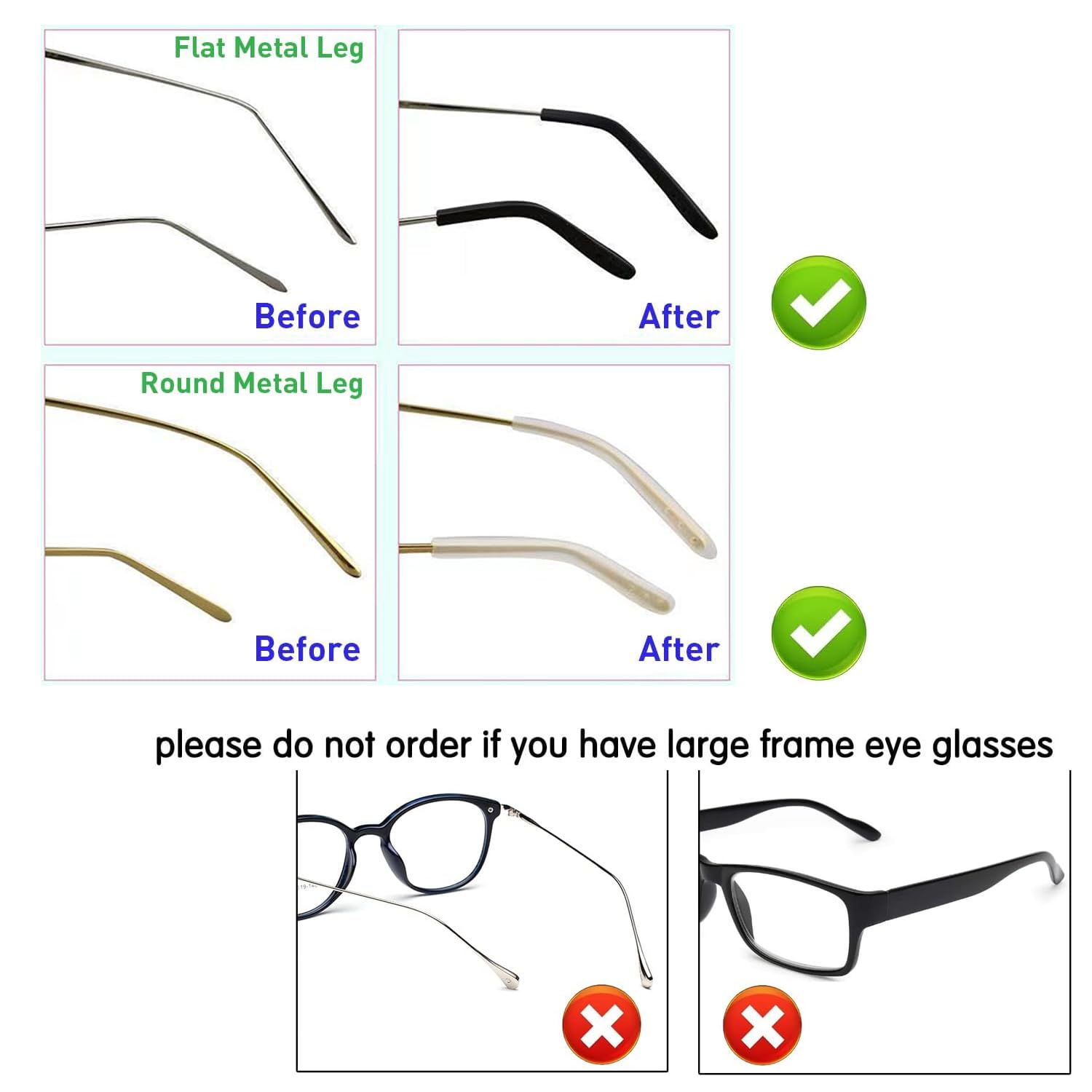 Anti-slip design on eyeglass temple end tips