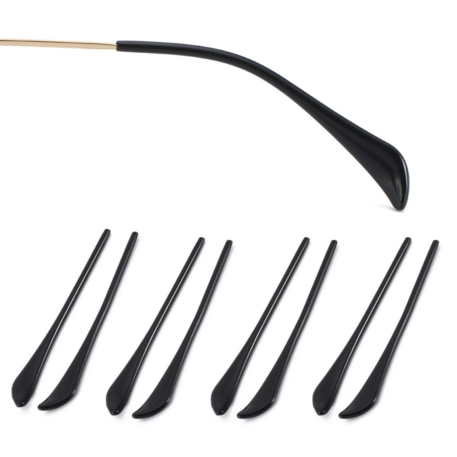 OPUGIT anti-slip eyeglass end tips black - 70 mm length - 4 pairs