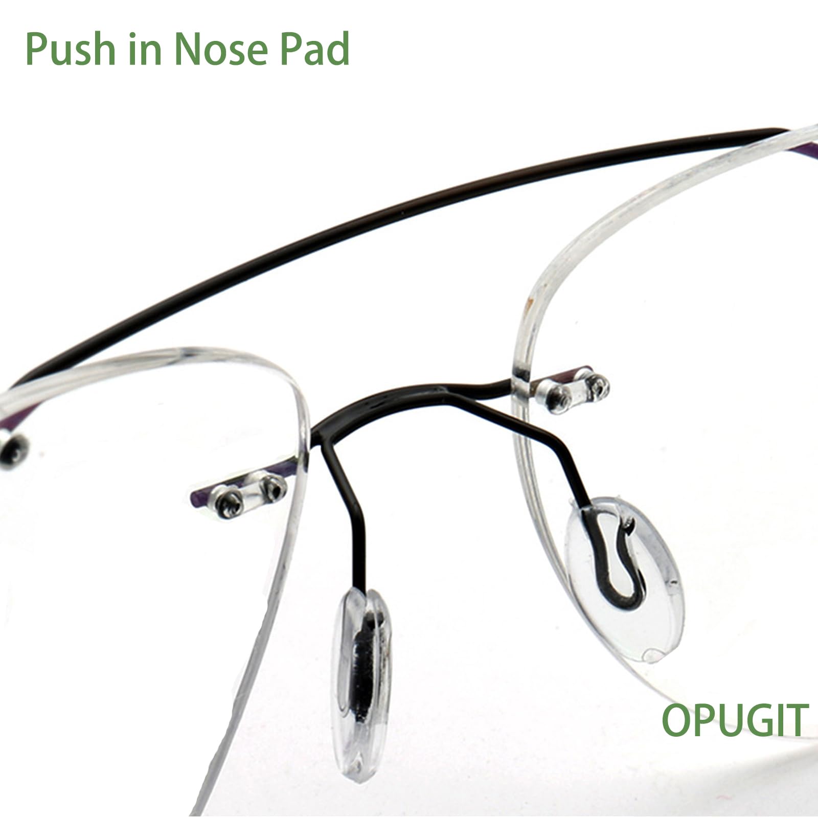 Anti-slip nose pads on a glasses frame