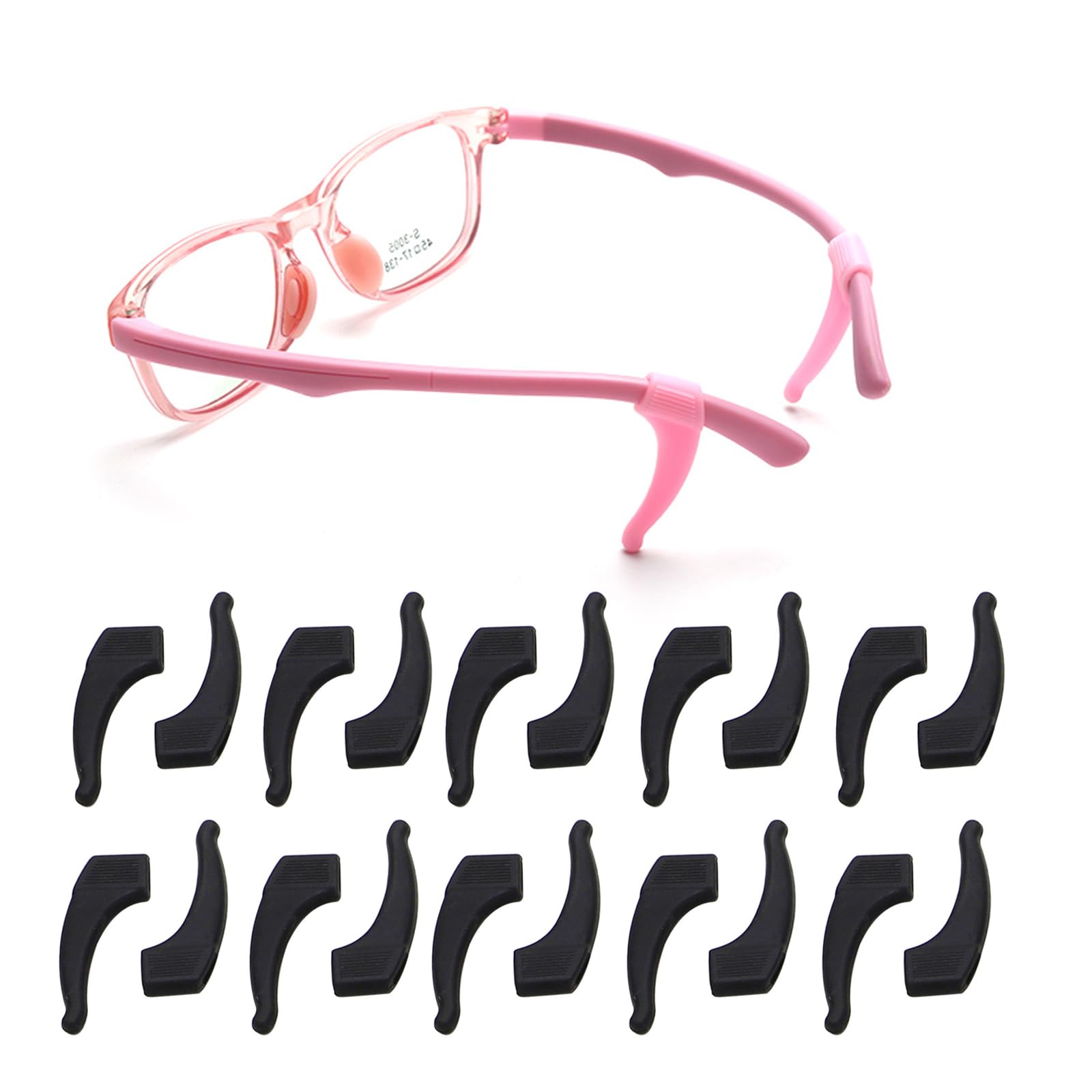 OPUGIT Eyeglass Ear Grips Hook in black, angled close-up