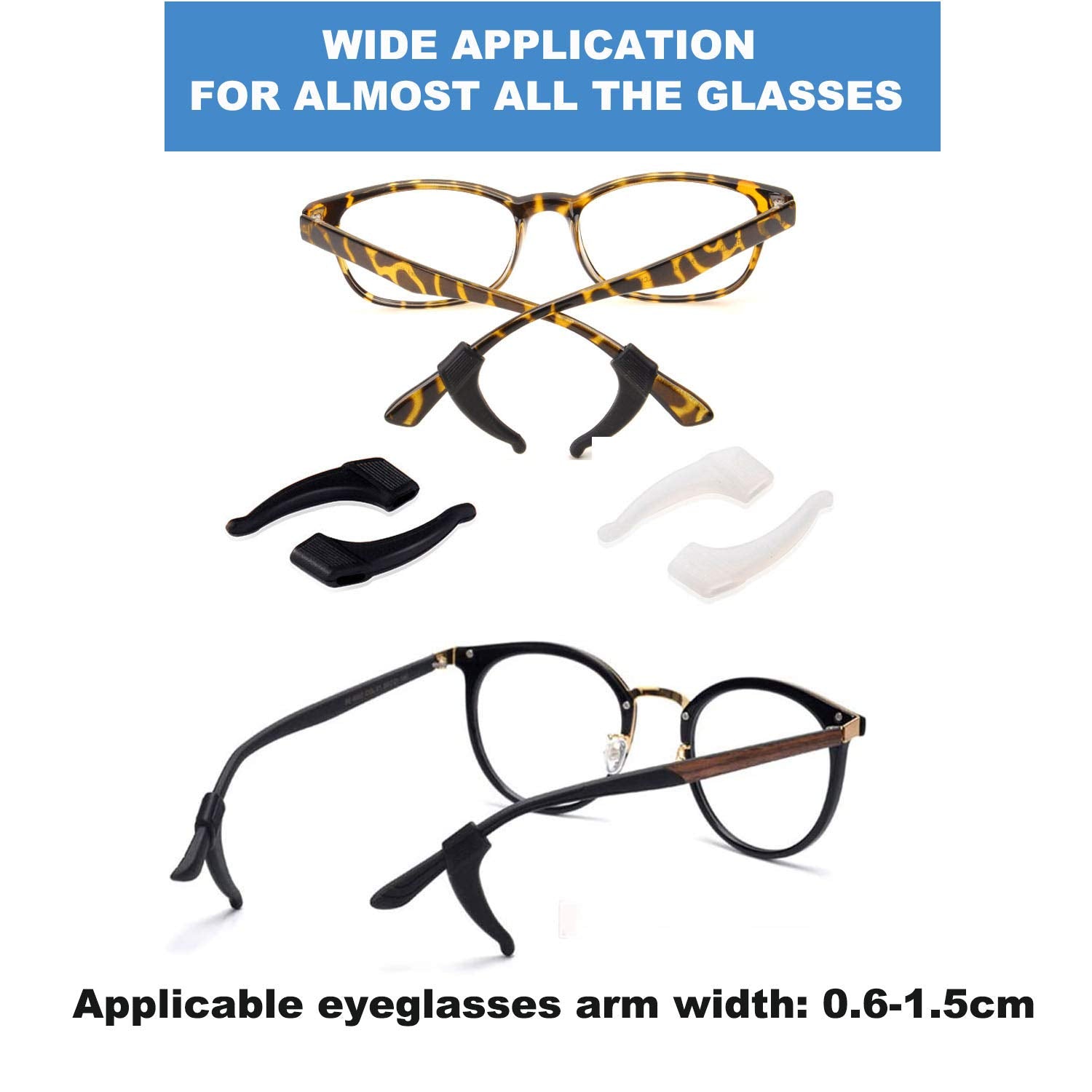 Glasses with OPUGIT ear grips applied