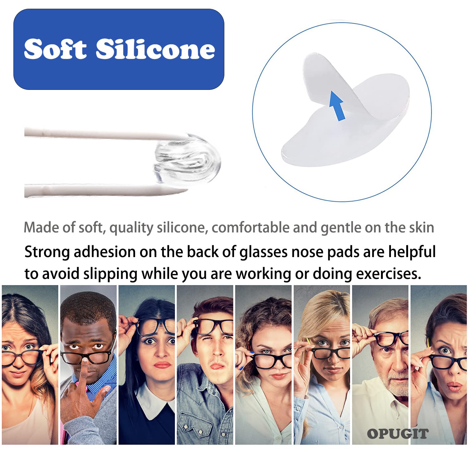 Close-up of soft silicone air chamber nose pads