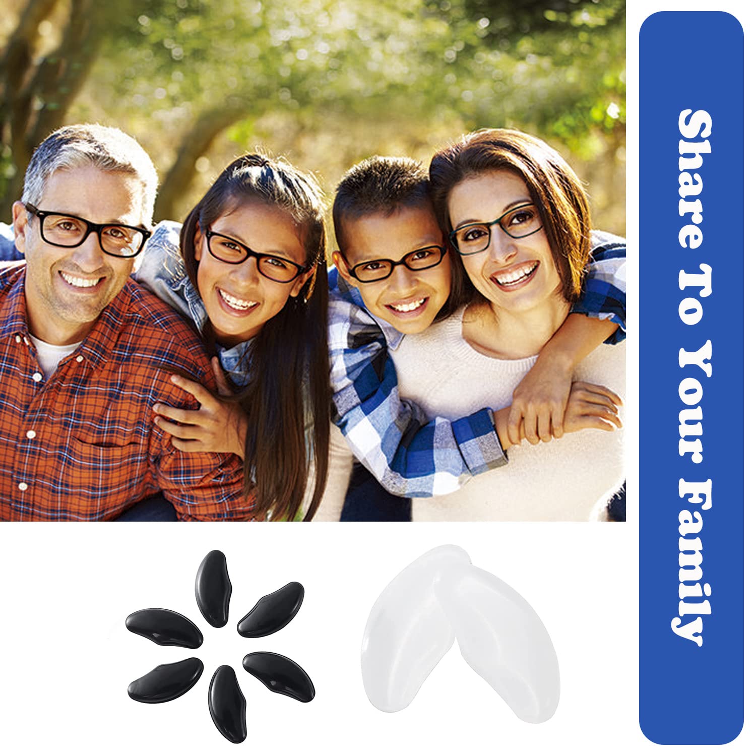 Easy application of adhesive nose pads to full-rim frames