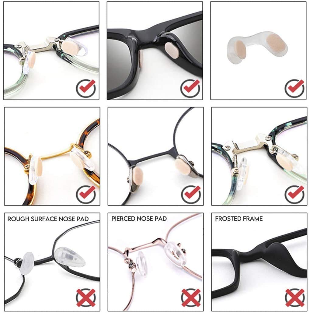 Anti-slip nose pads for eyeglasses improving stability