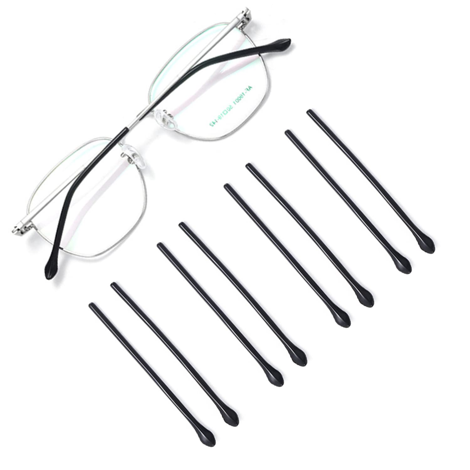 OPUGIT anti-slip plastic eyeglass replacement temples in black – 4 pairs