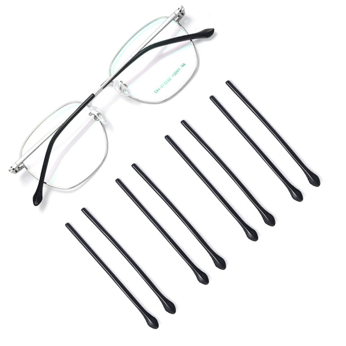 OPUGIT anti-slip plastic eyeglass replacement temples in black – 4 pairs