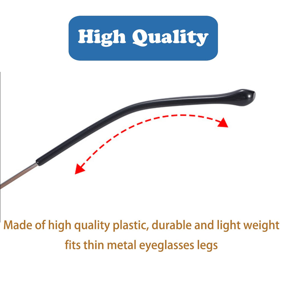 Close-up of anti-slip end tip for thin metal eyeglass legs