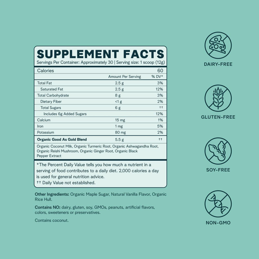 Blend of ashwagandha, reishi and ginger included in the powder