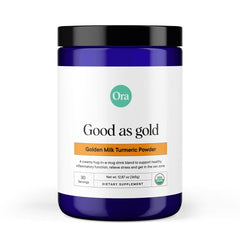Front view of Ora Organic Golden Milk Powder jar