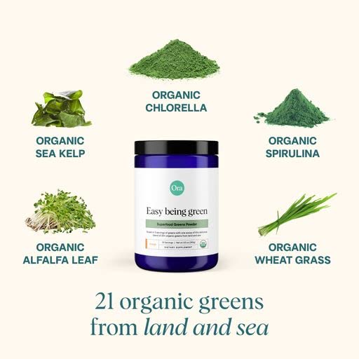 Packaging label for Ora Organic Greens Powder