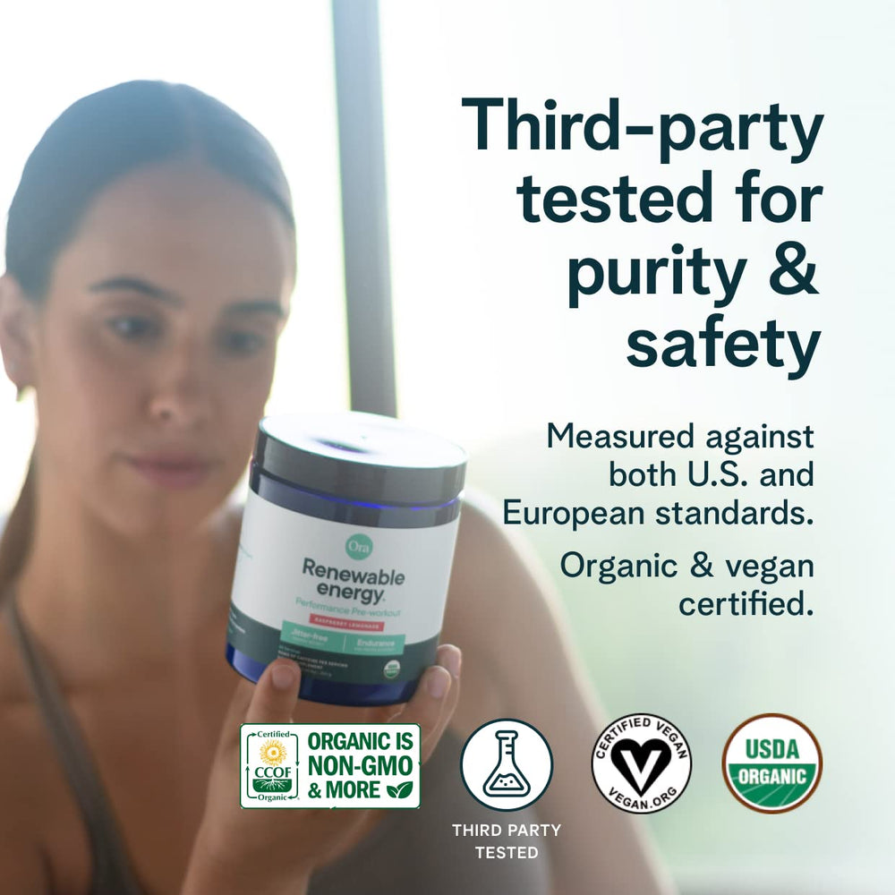 Ora Organic dissolving-in-water demonstrates quick hydration and clean energy