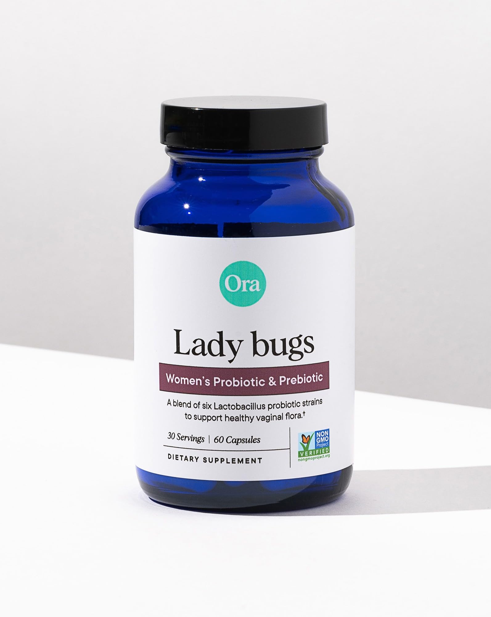 60 vegan probiotic capsules representing a 1-month supply
