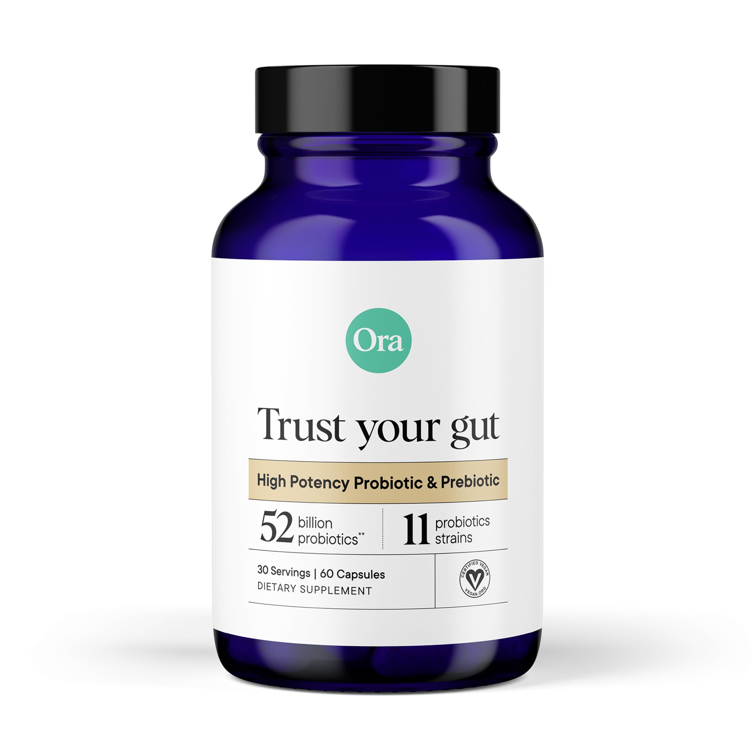 Bottle of Ora Organic Probiotics with Prebiotics (52B CFU, 11 strains)