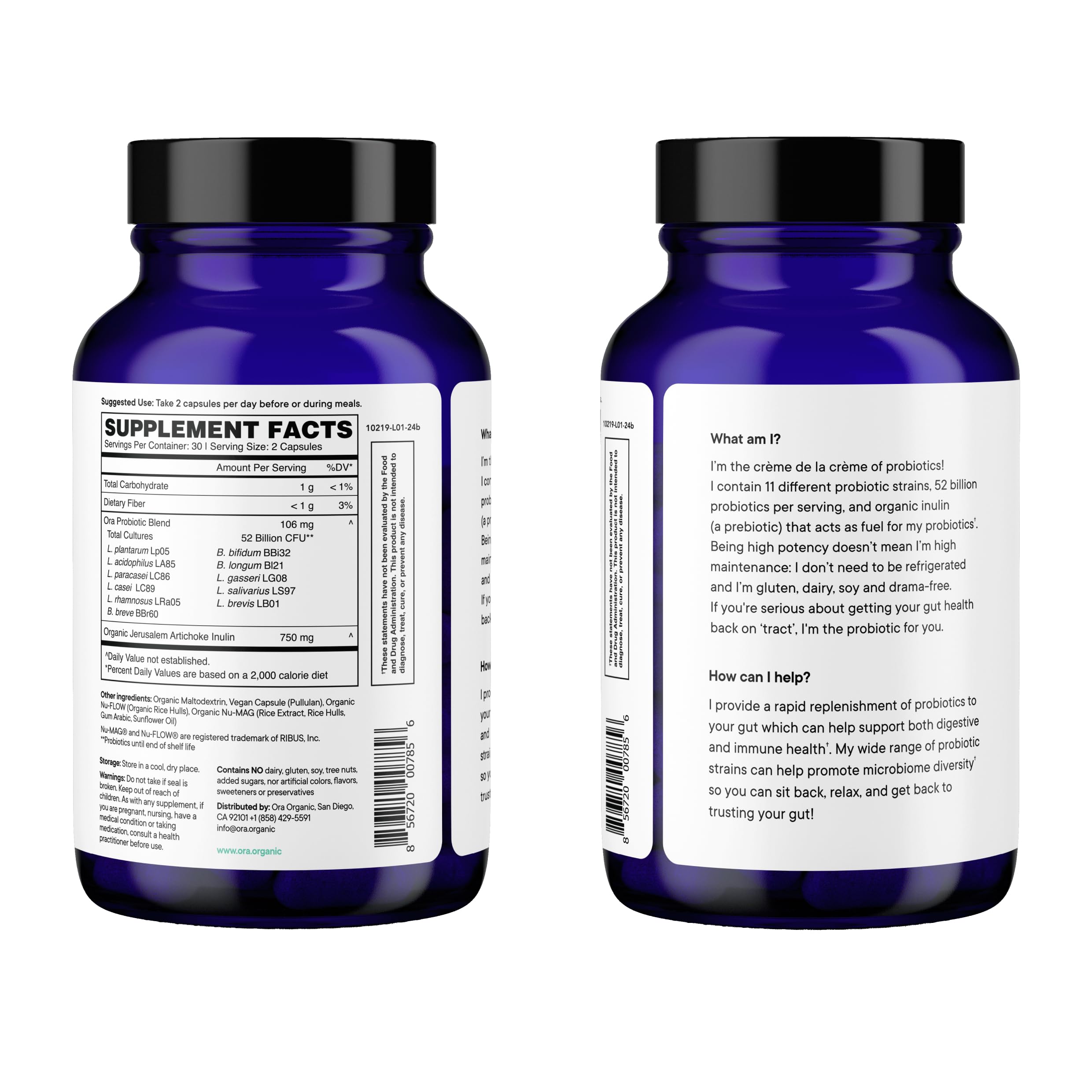 Product packaging and label front view