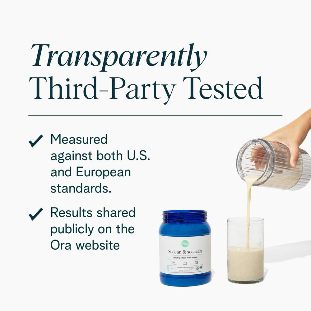 USDA Organic seal on Ora Organic Vanilla protein powder package