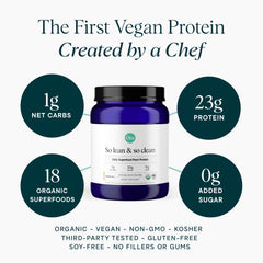 Close-up of Vanilla Chai label on Ora Organic protein powder canister
