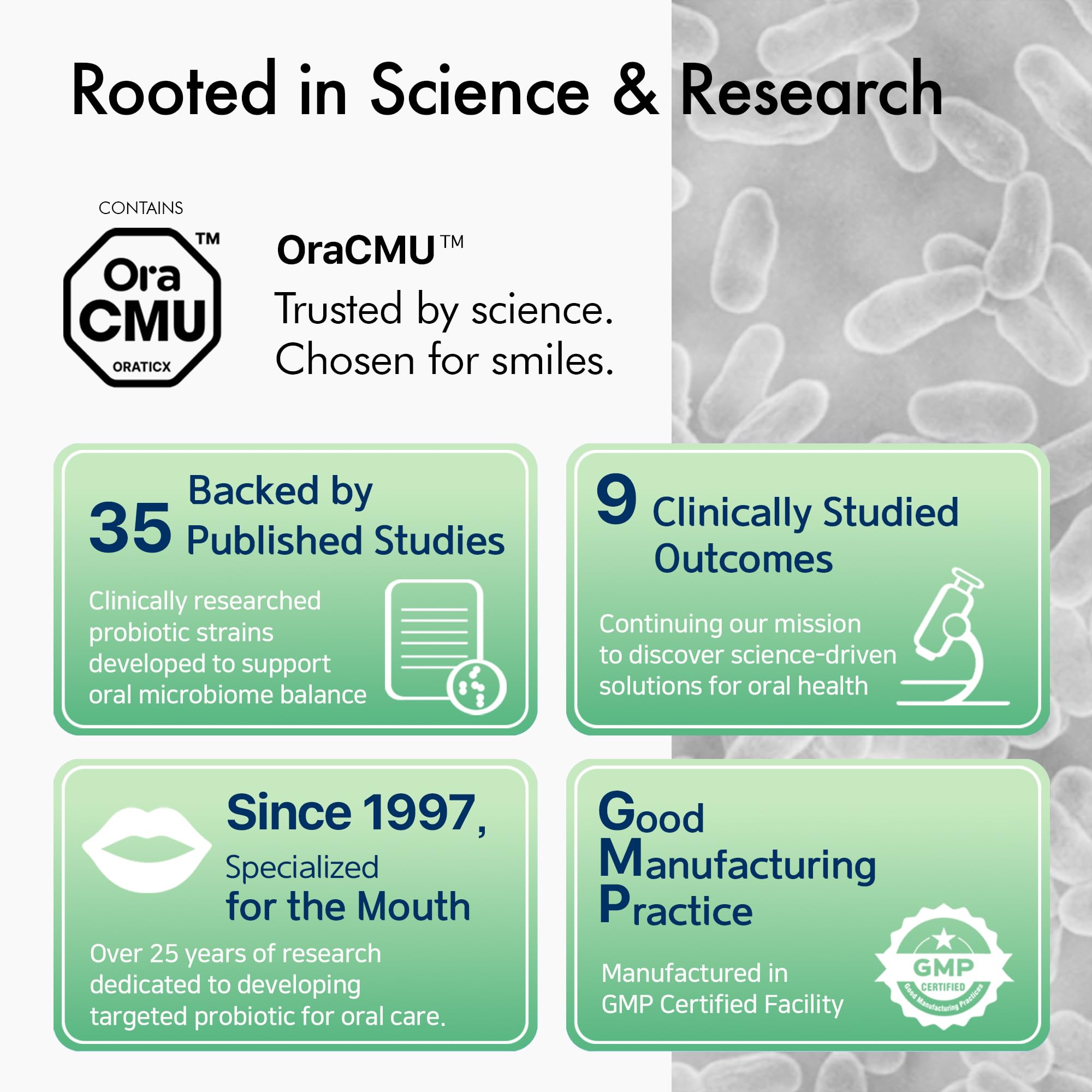 Graphic showing oral health and fresh breath benefits