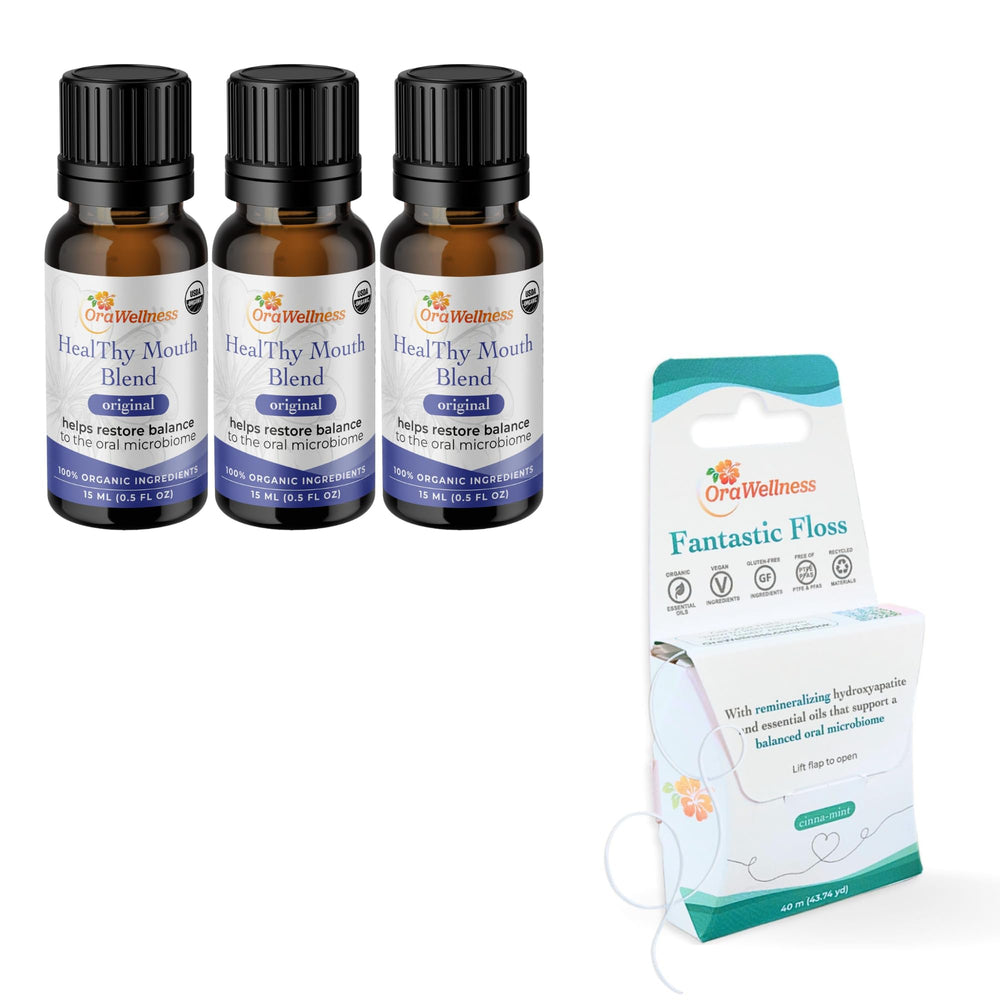 Bundle of 3 OraWellness Healthy Mouth Blend Tooth Oil bottles (0.5 fl oz each)