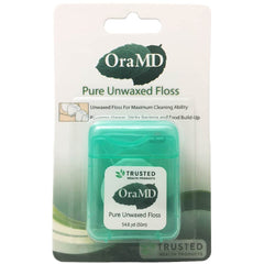 OraMD pure unwaxed dental floss 6-pack packaging