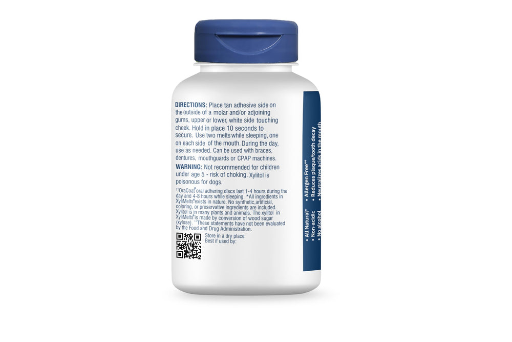 Close-up of XyliMelts disc adherent on gum