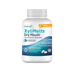 Oracoat XyliMelts orange-flavored dry mouth discs front view