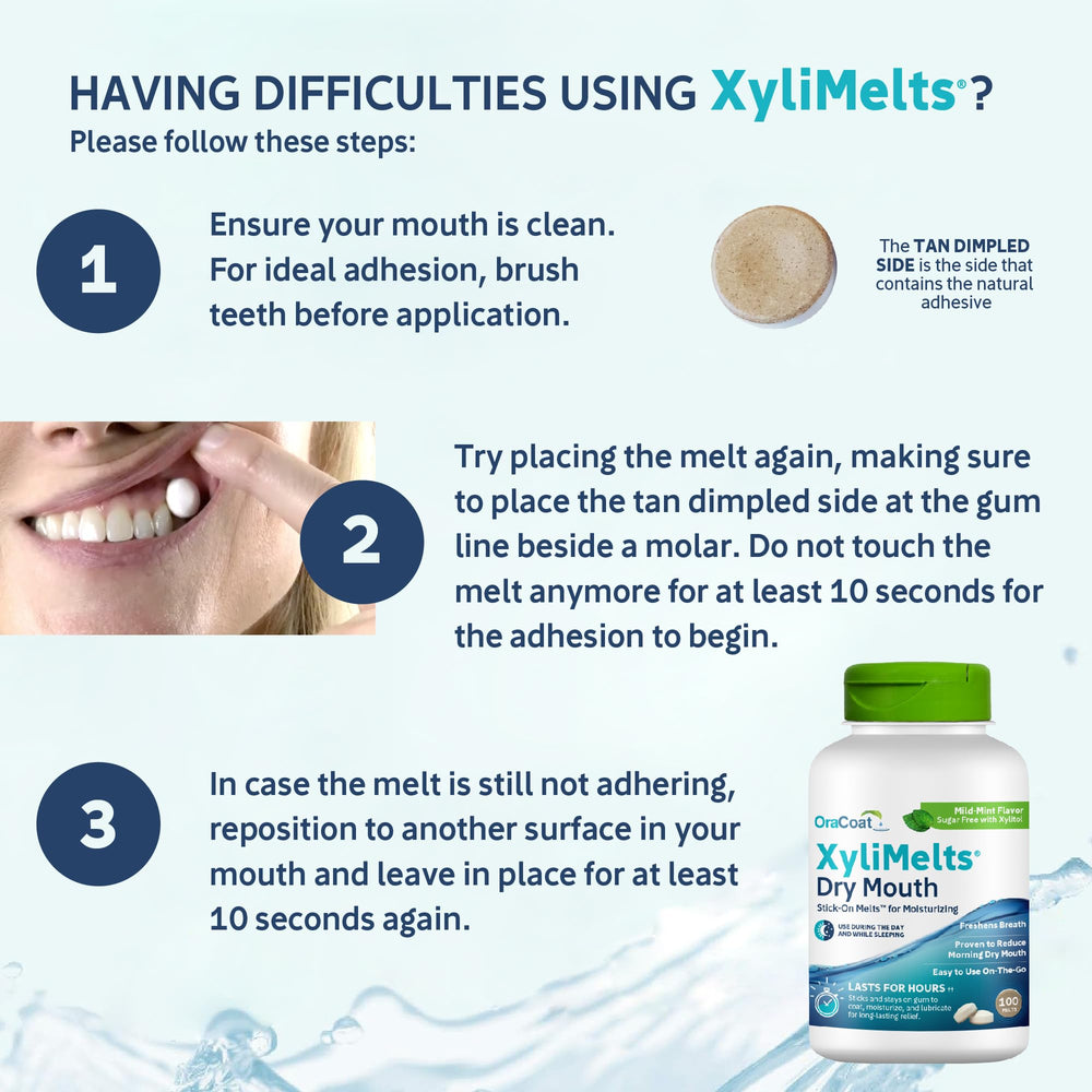 XyliMelts disc dissolving on gums with mild mint flavor