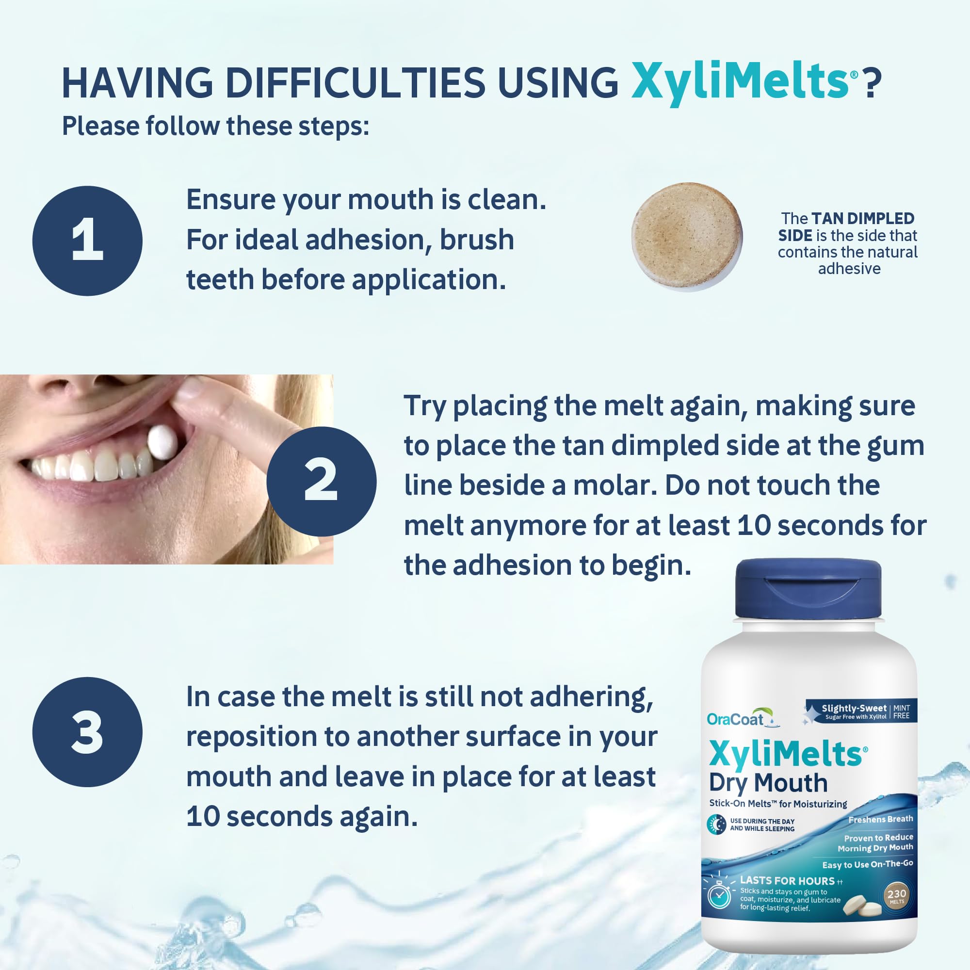 230-count Oracoat XyliMelts box highlighting sugar-free formula