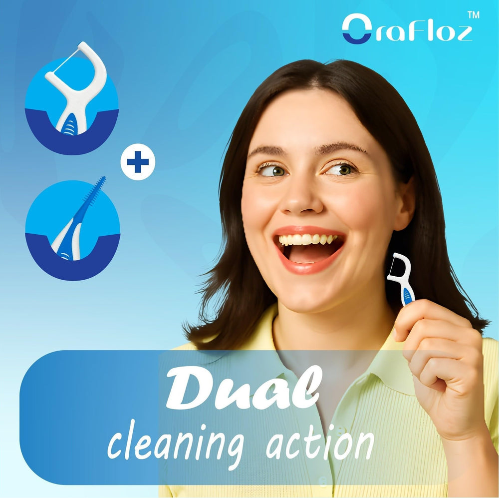 Close-up of shred-resistant floss with interdental pick