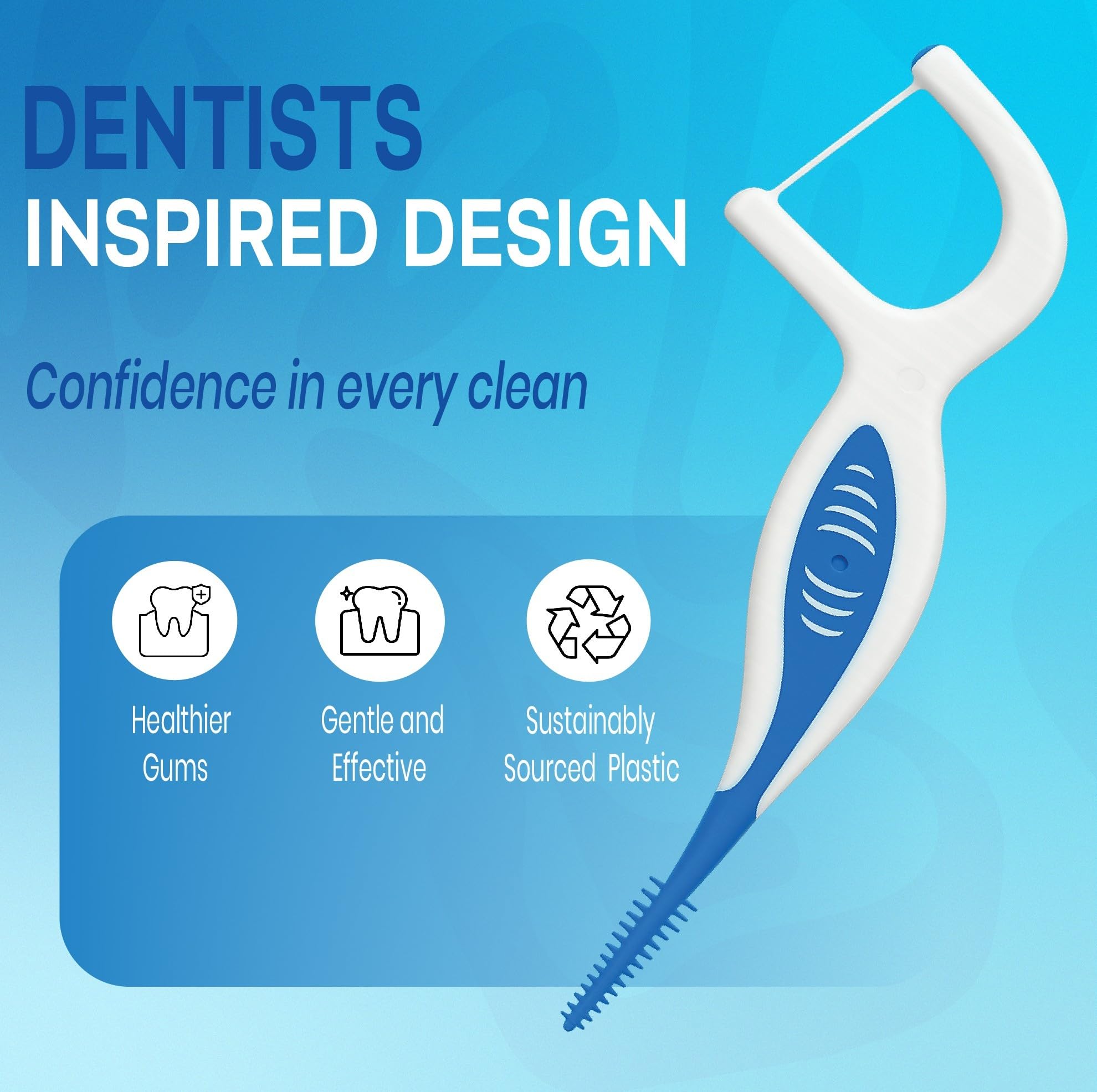 Unflavored dental floss picks for adults