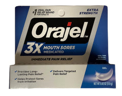 Orajel 3X Medicated Gel packaging with two tubes