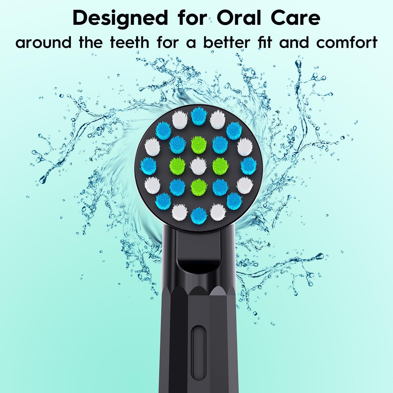 Close-up of brush head showing soft Dupont bristles