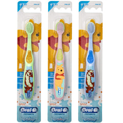 Oral-B Baby Pooh toothbrush pack of 3 for ages 0-3 with Disney characters