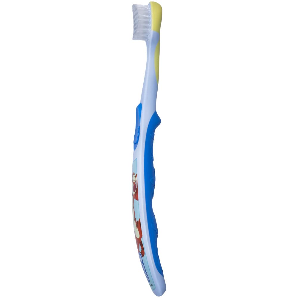 Parent guiding baby through brushing with toothbrush