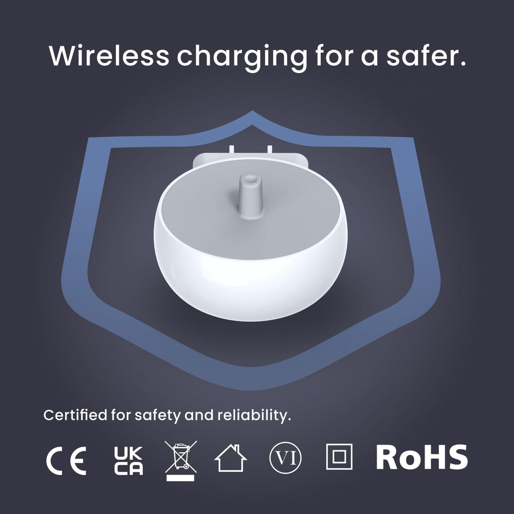 Charger on a bathroom countertop showing space-saving design