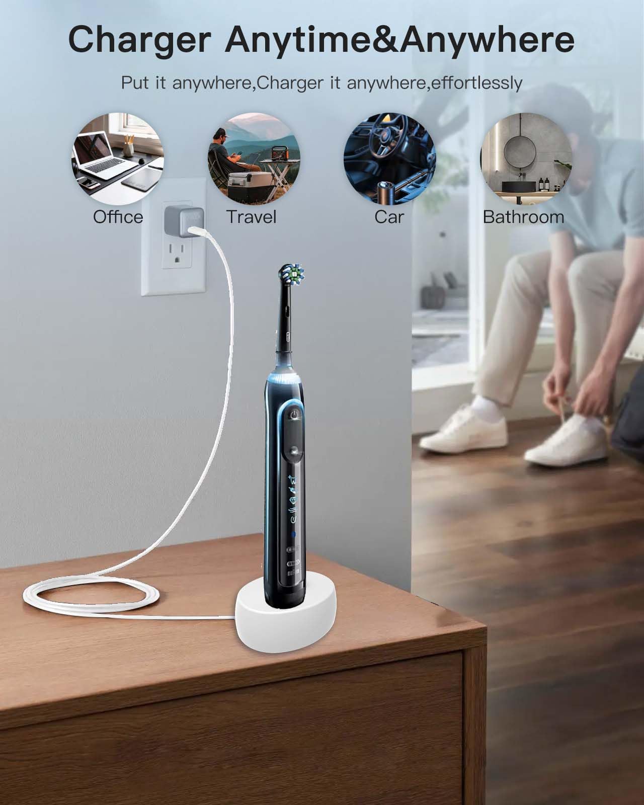 USB charging cable with Oral-B charger base