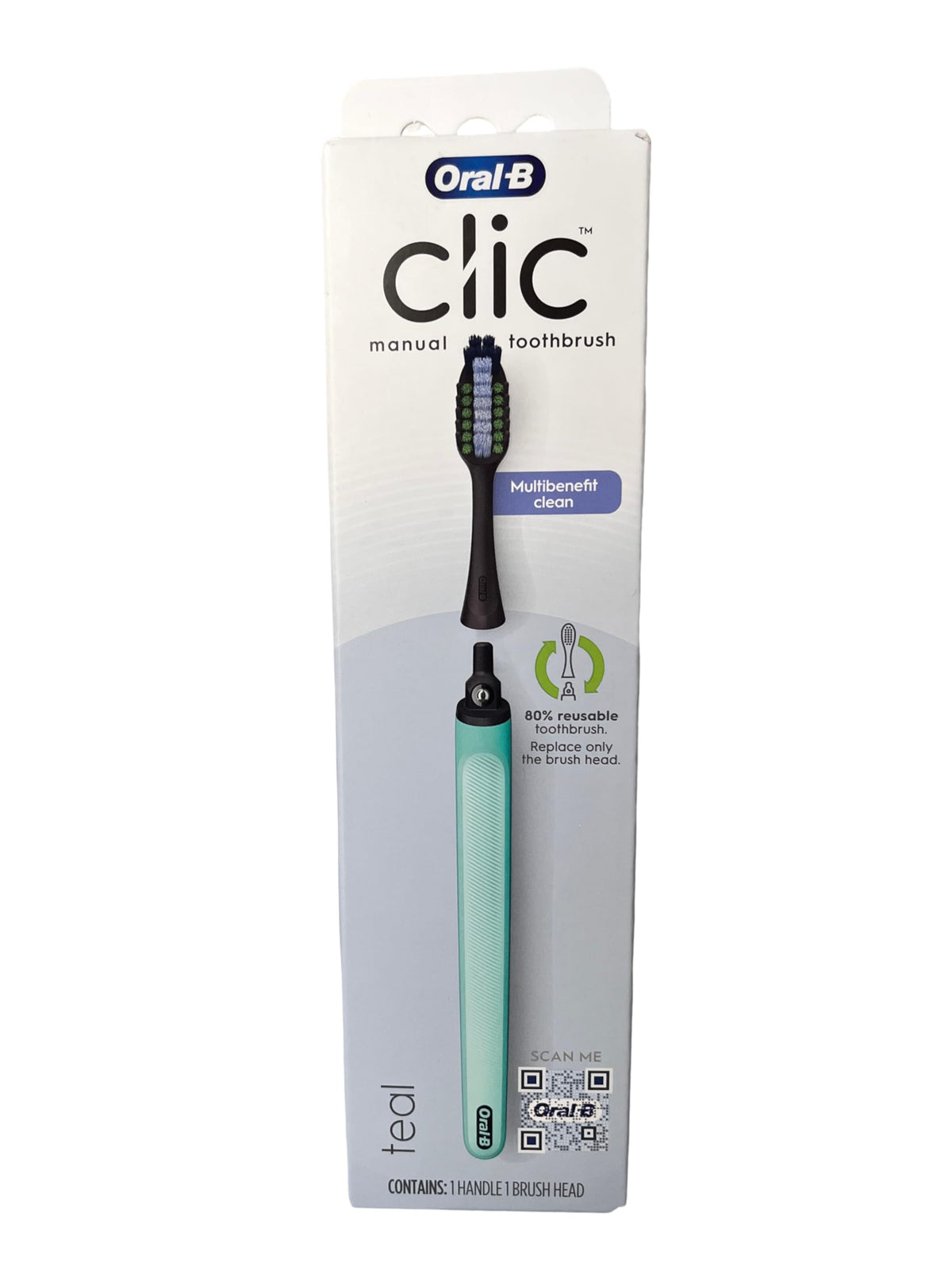 Oral-B Clic Manual Toothbrush Teal handle with replaceable brush head