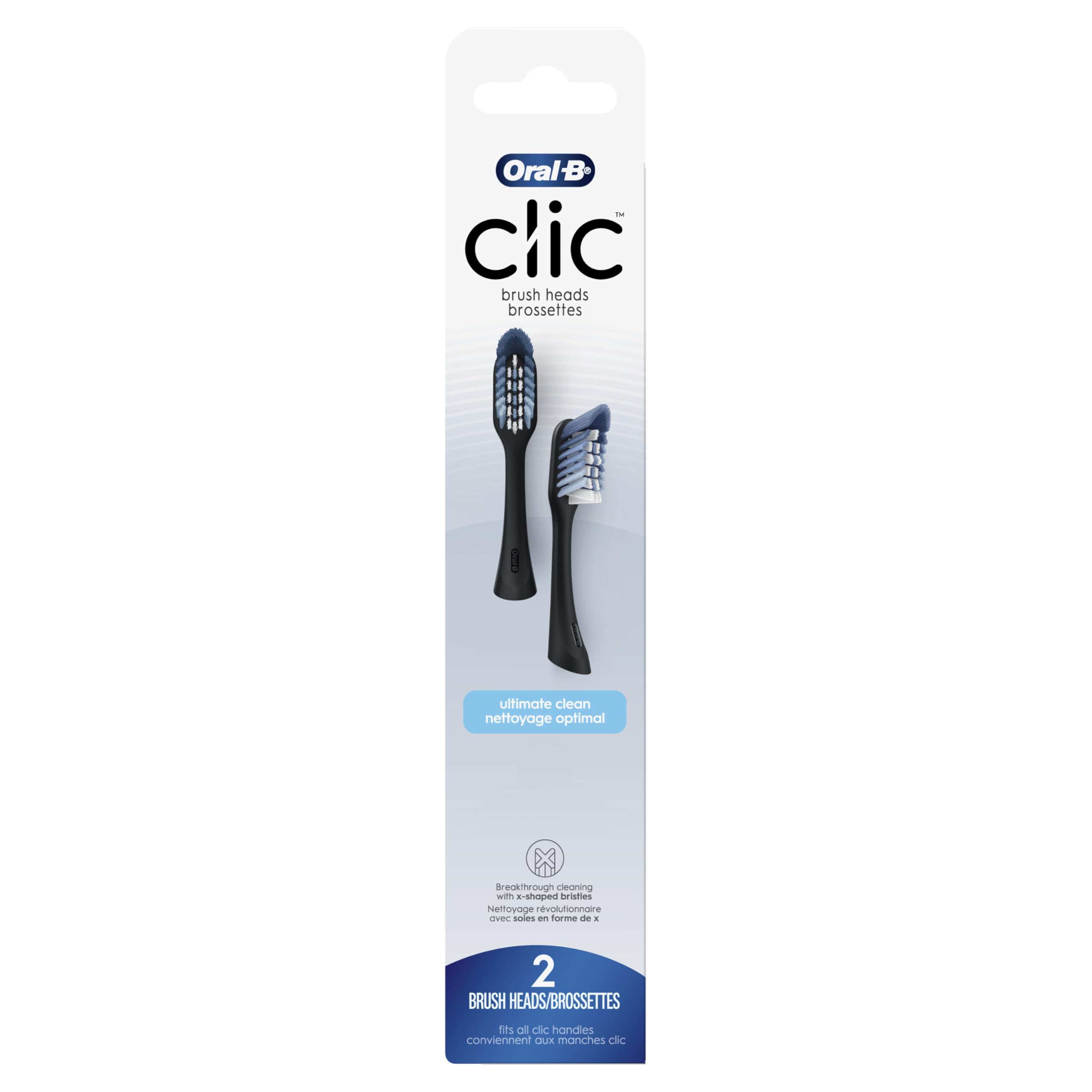 Oral-B Clic replacement heads black 2-pack – front view