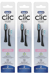Oral-B Clic Sensitive Clean replacement brush head in black, front view