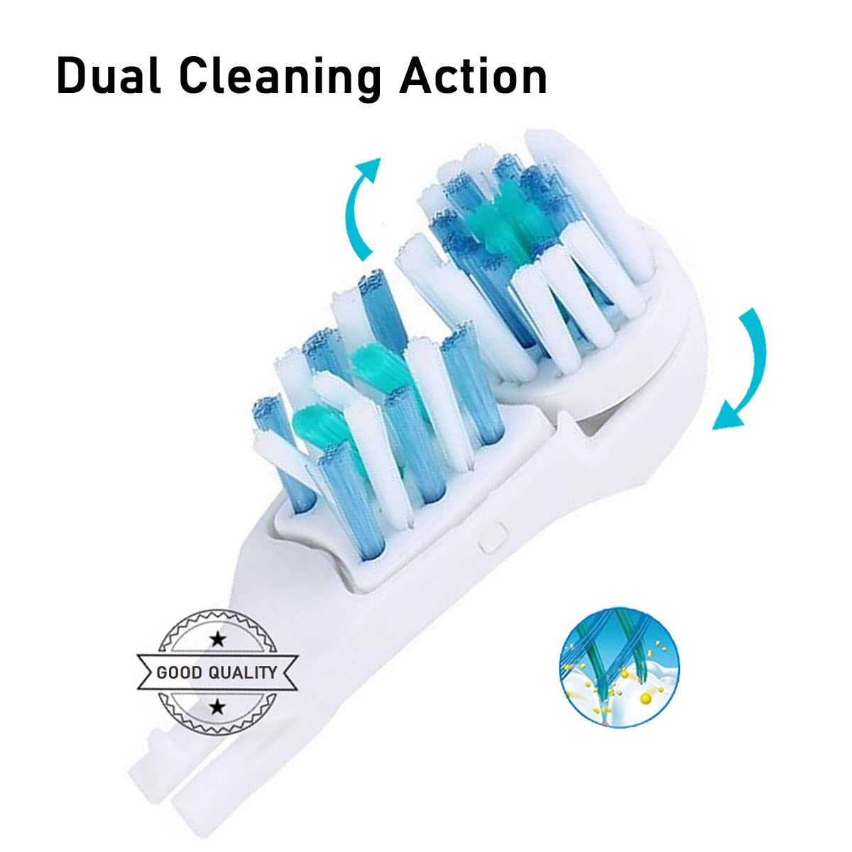 Multi-directional double-headed toothbrush head for stain removal