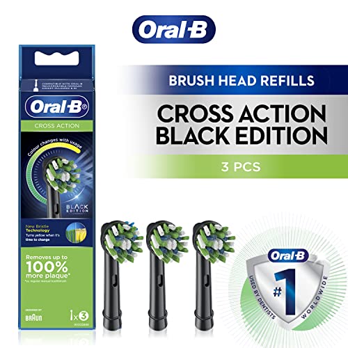 Oral-B Cross Action Black replacement brush head on white background