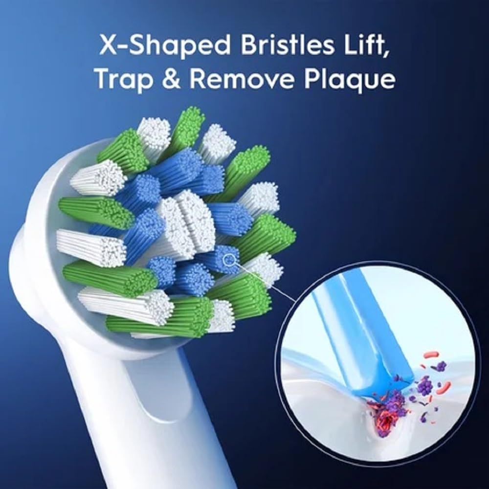 Brush head angled at 16 degrees to reach deep between teeth